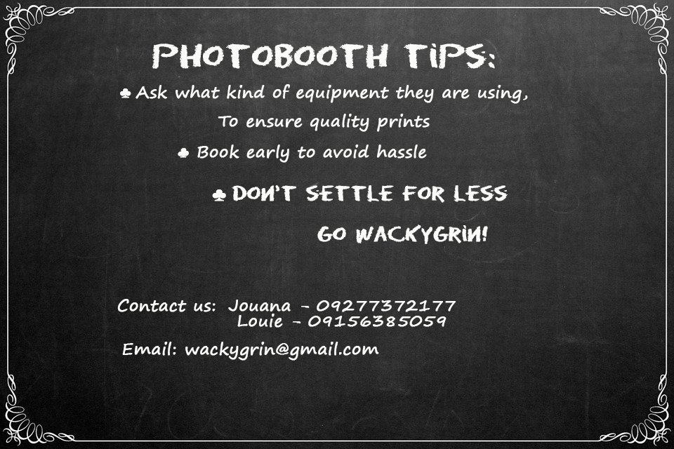 WackyGrinPH's tweet photo. a friendly photobooth reminder to all
#wackygrinphotobooth
#photobooth
#photoboothph
#WackyWednesday https://t.co/wux8gD0hzE