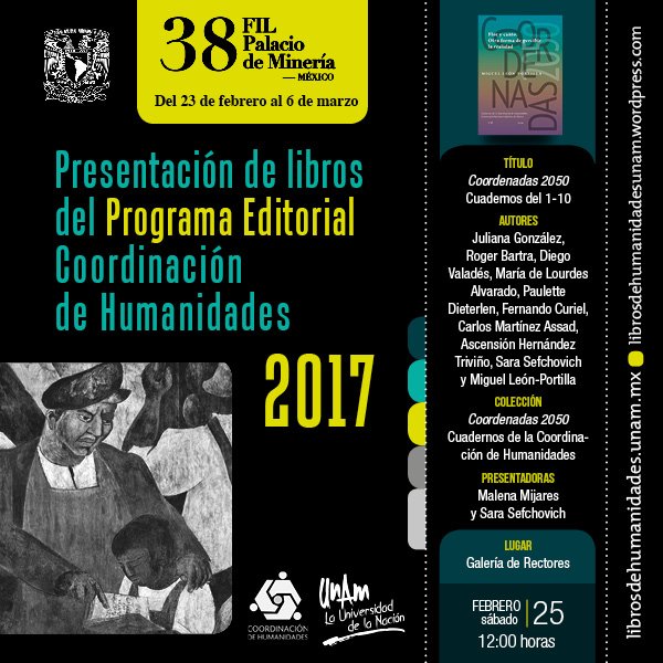 IISUNAM's tweet image. No te puedes perder la Presentación de libros del #ProgramaEditorial Coordinación de Humanidades 2017. 25 de febrero a las 12:00 hrs.