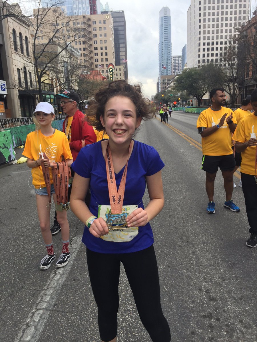 rchalasa's tweet photo. Awesome job Amiaya. Youngest Marathon finisher for Austin Marathon 2017 @austinmarathon https://t.co/nZ6NuHqM2t