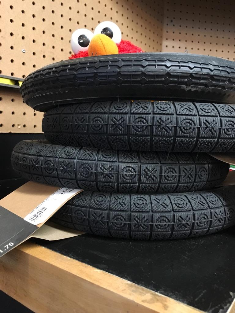 CyclesmithHfx's tweet photo. #lostelmo has dried out, cheered up considerably and is now playing with the tyres! @nurturedmom https://t.co/kY9a5k8TUM
