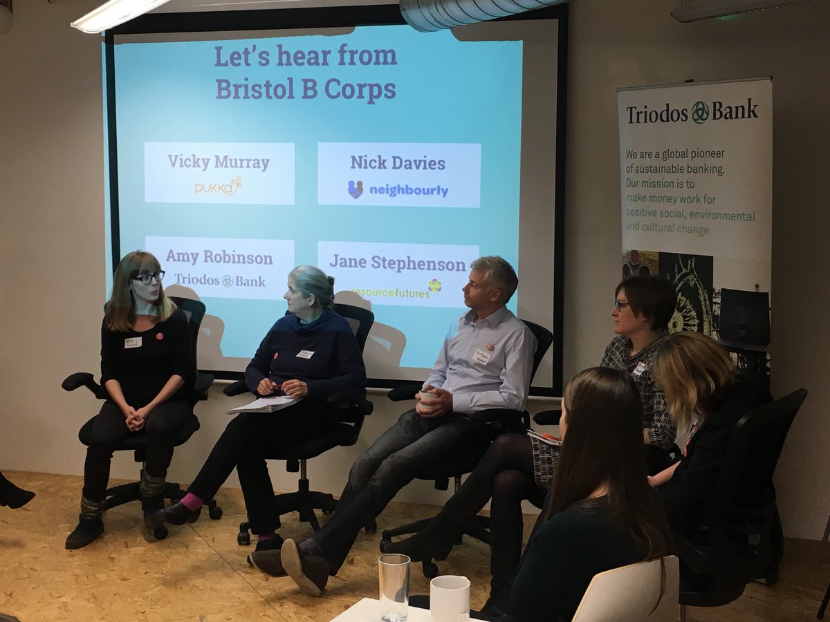 BCorpUK's tweet photo. Time now for our fantastic panel, featuring #BCorps @triodosuk, @nbrly, @Pukkaherbs &amp; @resourcefutures. https://t.co/NWo5x040QM