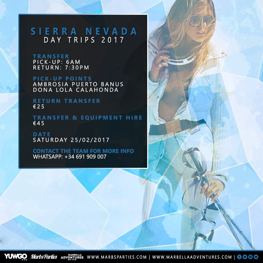 Its going to be an amazing day on Saturday at #SierraNevada book your seat at marbellaadventures.com #Marbella #Marbs #Calahonda