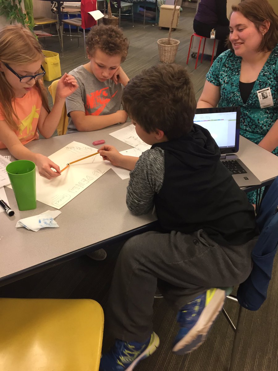 TeamBuckner's tweet photo. Conferring with an engineer on our roller coaster designs today! Tracking progress in group notebooks in @OneNoteEDU #innov8dmps https://t.co/sJwsHZYonB