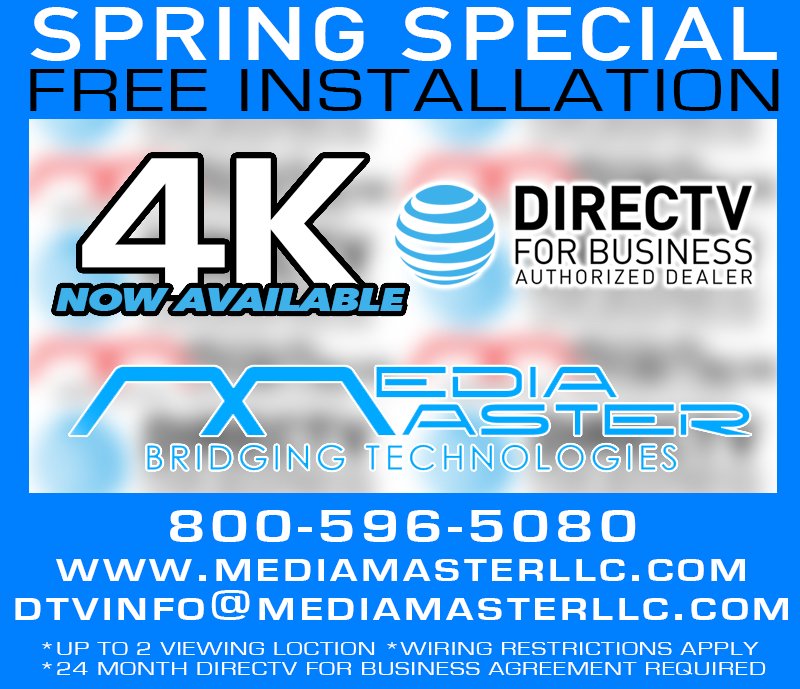 MediaMasterLLC's tweet image. #DirecTVForBusiness - 4K Now Available! - Act Now On A Free Installation For Your Business! #Sportsbar #NJ #Bar #Lounge #DirecTV