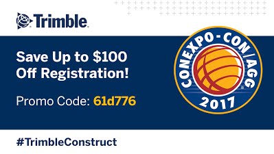 loadsystems's tweet image. Friends of Trimble can save up to $100 off your #conexpoconagg registration by using our promo code: 61d776 #TrimbleConstruct