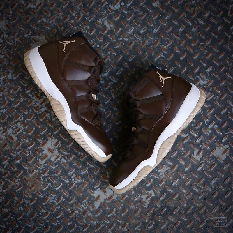 "Baroque Brown" Inspired Air Jordan 11's. What would you do with your extra pair of Legend Blue 11's? #customshoes