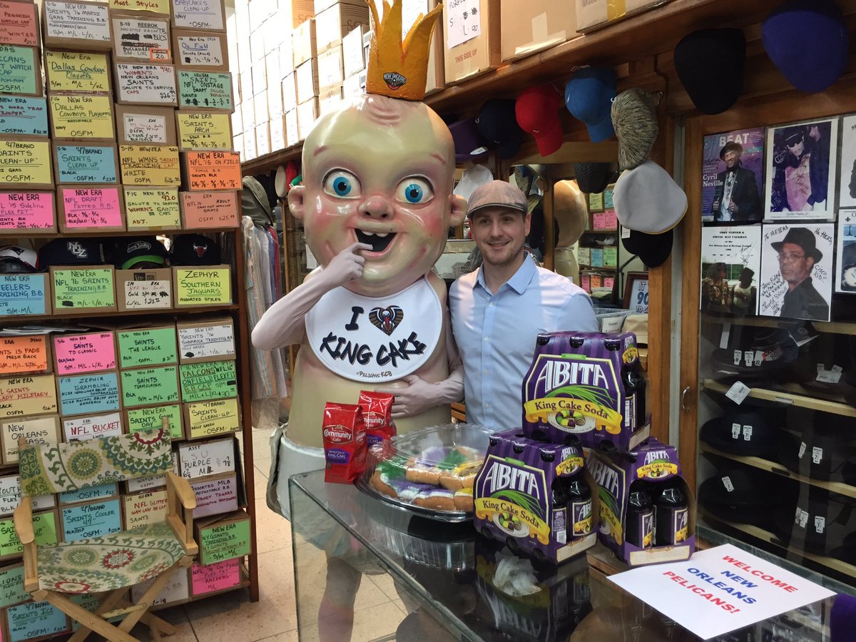 KingCakeBaby's tweet photo. 2nd office party winner: Cedric Meyer at Meyer The Hatter! #PelicansKCB https://t.co/wdaWXQm0WU