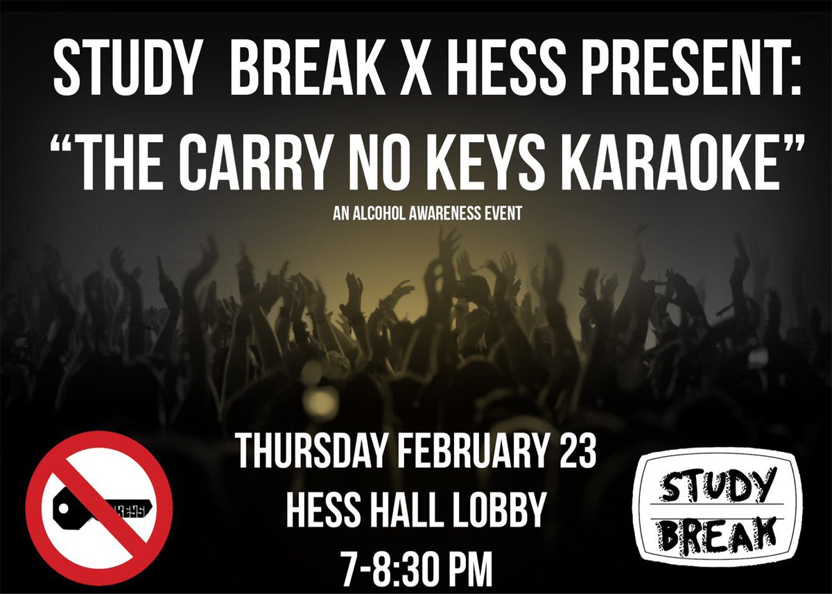 StudyBreakCyph's tweet photo. Tonight! This is an event you don't wanna miss!! #CarryNoKeysKaraoke #StudyBreakCypher https://t.co/lXnW27VpBT