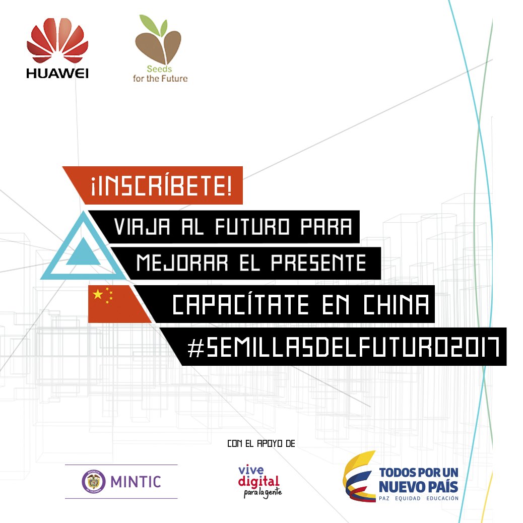 Ministerio_TIC's tweet photo. Buscamos talento colombiano para transformar las ciudades del futuro. @Huawei_Colombia #SemillasDelFuturo2017 https://t.co/TDQO6z1M9W https://t.co/75AA9F6K6v