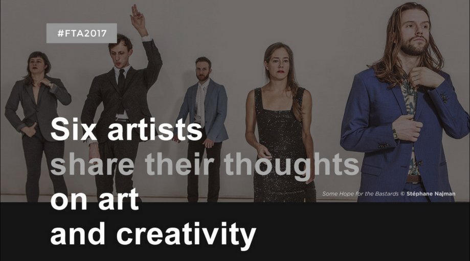 FTAMontreal's tweet photo. 6 artists, 6 visions of art > https://t.co/W4GBaiaCAL 

#FTA2017 #dance + #theatre #danceMTL #mtlmoments #festivalMTL #artmtl https://t.co/CvtaW6rsId