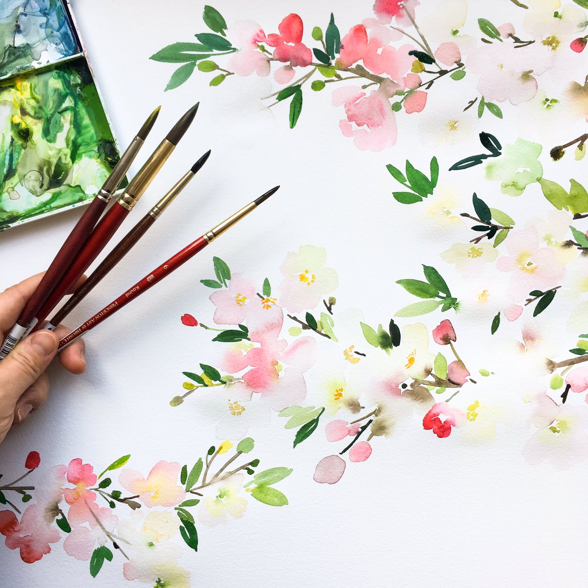 YaoChengDesign's tweet photo. Daydreaming with cherry blossoms...#workinprogress #watercolor #creativezone https://t.co/V2VTkYRDlh