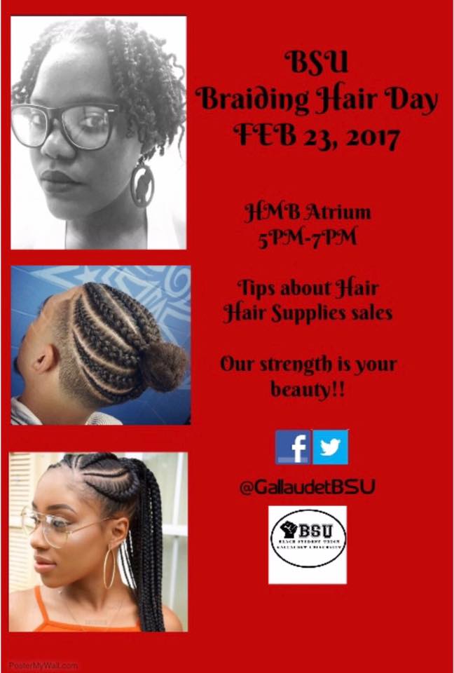 BSU_GU's tweet photo. It is TODAY!! Come and join us at HMB Atrium tonight at 5 pm! You can help braiding people's hair, ask abt hair tips, and buy hair supplies! https://t.co/IxkzbvMnGo