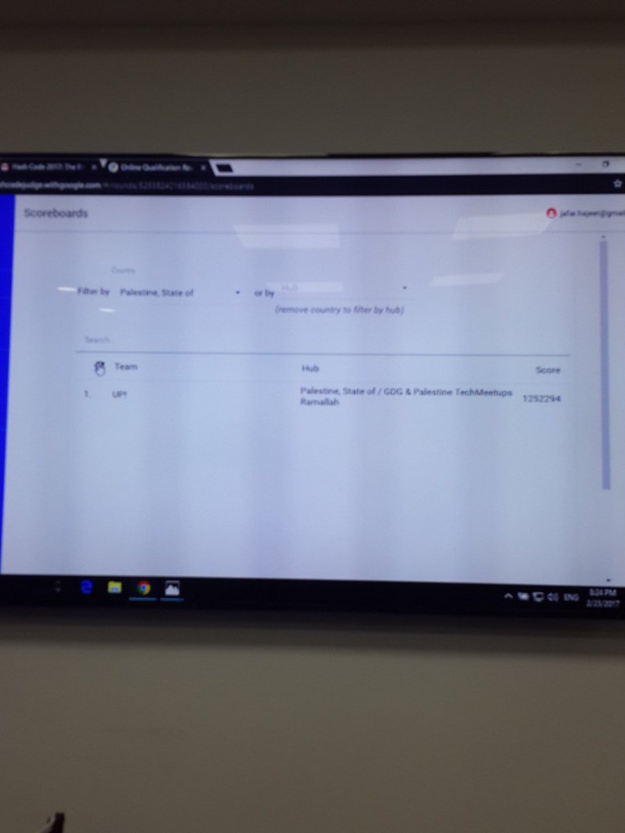 Hello up ! #hashcode2017 #Palestine