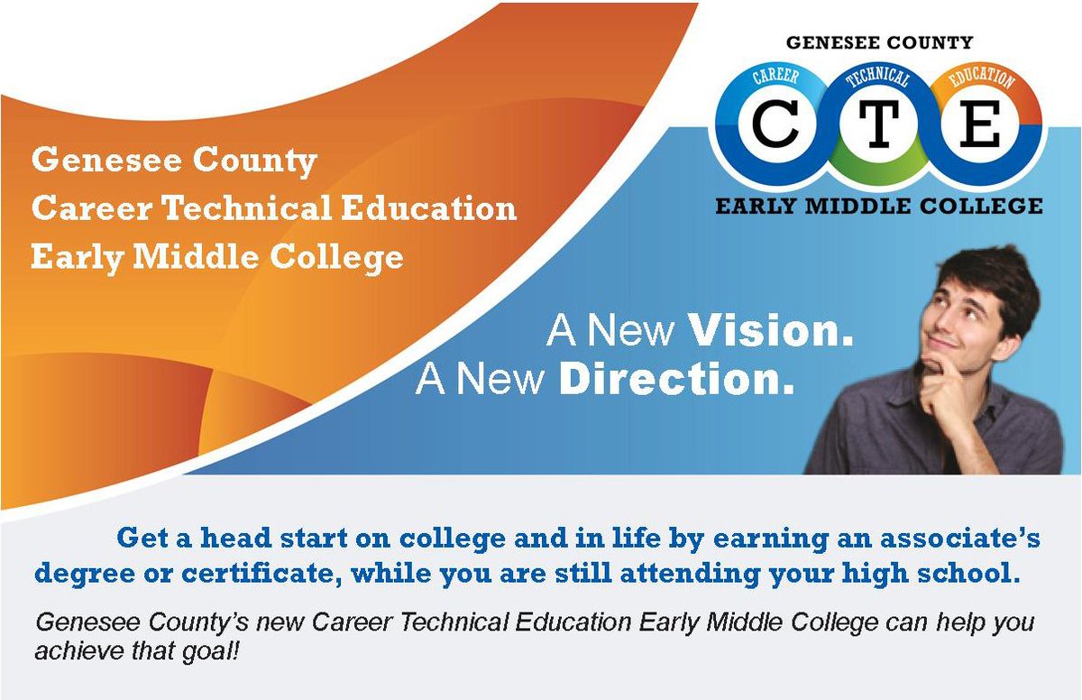 GeneseeISD's tweet photo. Introducing the Genesee County Career Technical Education Early Middle College! Learn more here: https://t.co/j7C8FBalOw https://t.co/Gr20ZAPutd