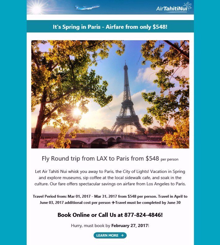 JustFrance's tweet photo. RT from Los Angeles (LAX) to Paris (CDG) $548 3/1-3/31 w/@AirTahitiNuiUS. 4/1-6/3 extra, end by 6/30. Book by 2/27. https://t.co/lwohhaeaf7 https://t.co/PWNZJVIEnP
