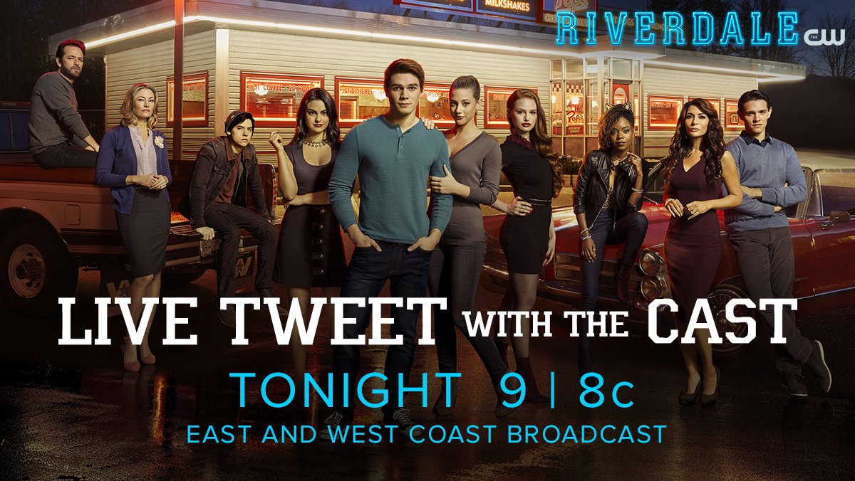 CW_Riverdale's tweet photo. One hour until a new #Riverdale! LIVE TWEET with the cast and crew during tonight's episode! https://t.co/drRCaLdJiH