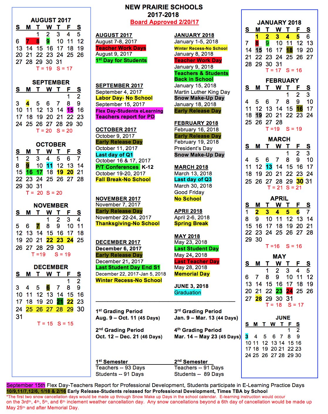 New Prairie Middle School Npusc 17 18 Calendar T Co Nqgrflcxpn Twitter