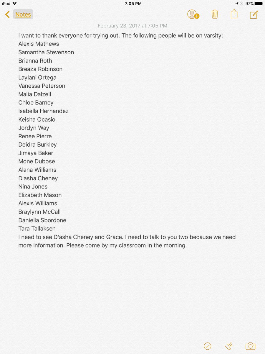 GamboneJim's tweet photo. Varsity list https://t.co/Vf2xk5rUhI