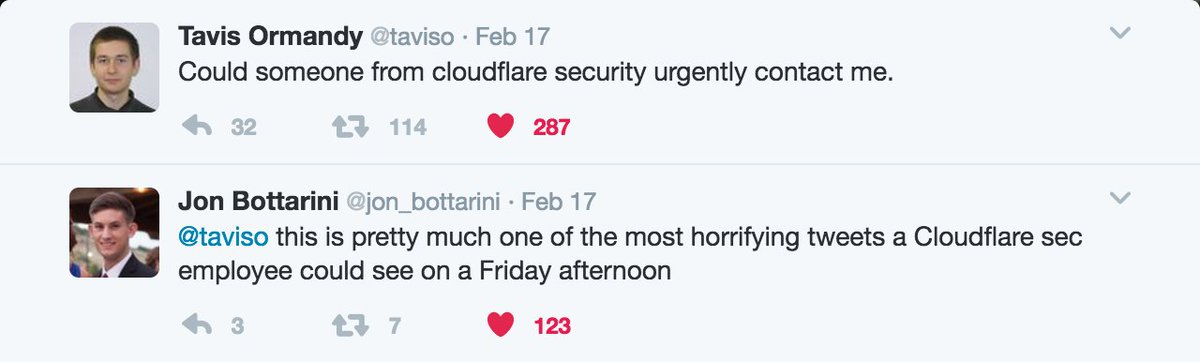 Possibly my favorite pair of tweets to date. (Background: twitter.com/taviso/status/…)