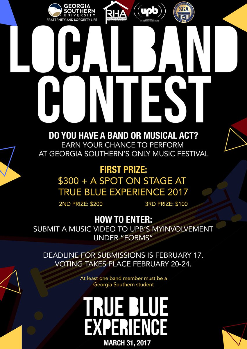 GSupb's tweet photo. Vote on MyInvolvement to have your favorite band in the TRUE BLUE EXPERIENCE music fest ! Voting ends Friday ! https://t.co/KGNPZBuojy