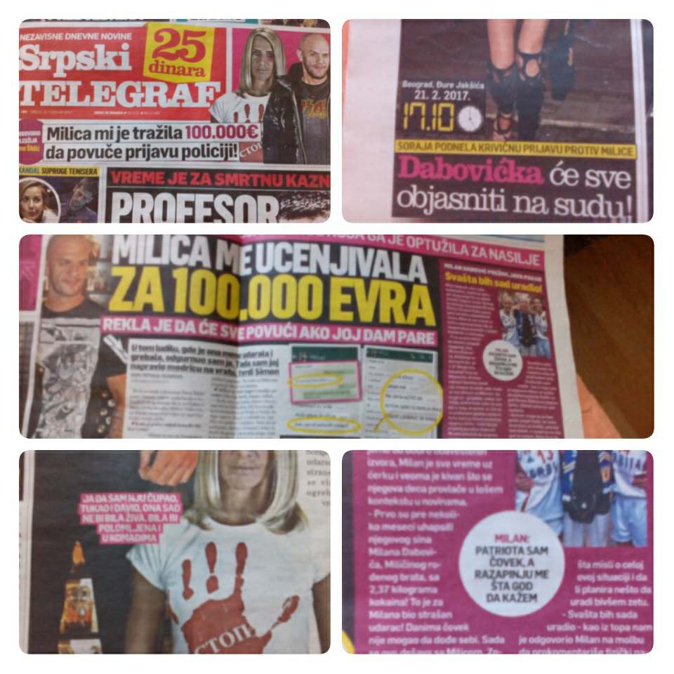 journalist005's tweet photo. Milica ne prati novinske natpise ovih dana, ali to uredno radim ja. Izjave je dala, do pocetka sudjenja nece vise davati. #stopnasilju https://t.co/zRAKdTa8Fs