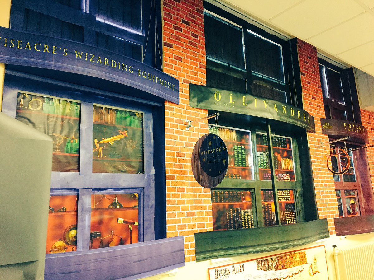 MrHolmesHT's tweet photo. All the shops are open at Diagon Alley in Y5 @RosehillJuniors for when the children return Monday @PotterheadPosts @jk_rowling #immersive https://t.co/hGbEem99yL