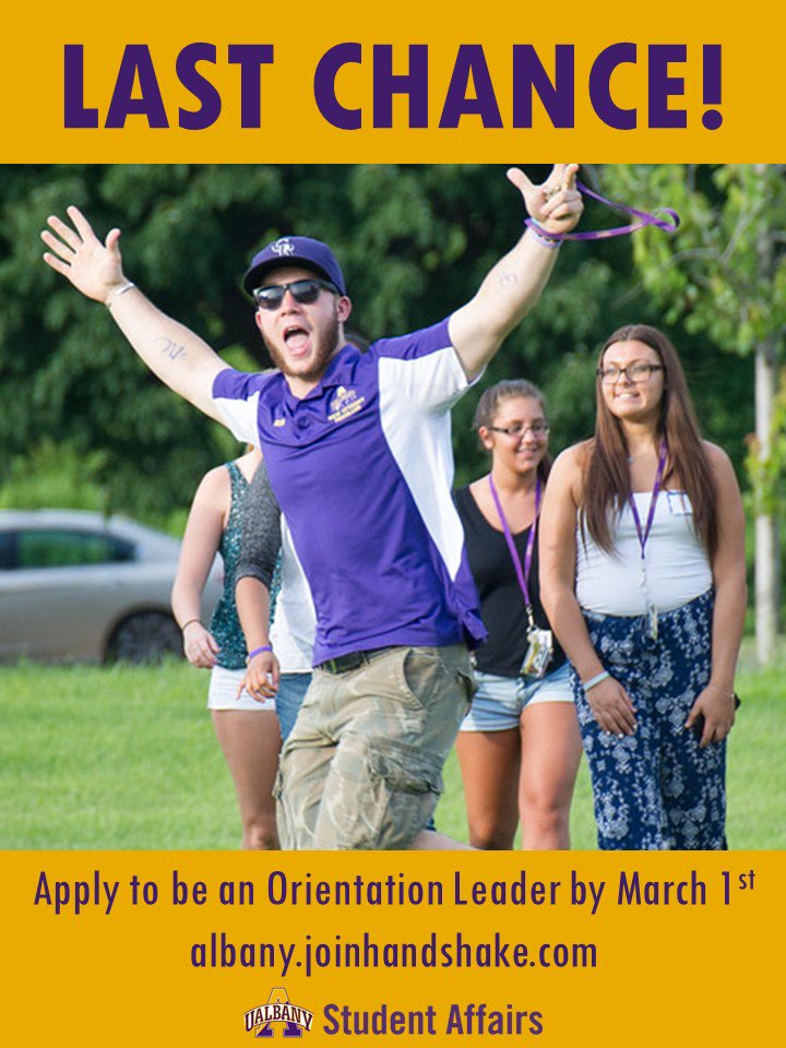UAlbanyOTP's tweet photo. Make sure you submit those applications! The deadline is rapidly approaching! #GoGreatDanes https://t.co/zXTRmWdkIO