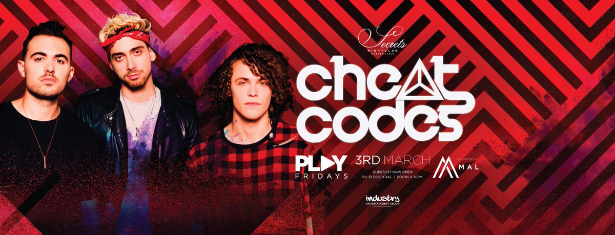 Secretsclubni's tweet photo. Cheat Codes | The LA Trio join us next Friday for one crazy night of partying!
Are you coming to PLAY?
Rt to WIN a £50 Bar Tab https://t.co/mFoT5GoD1Y