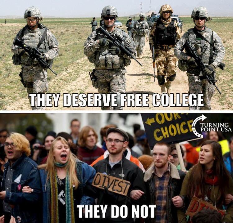 charliekirk11's tweet image. America's Heroes EARNED Their "Free" College