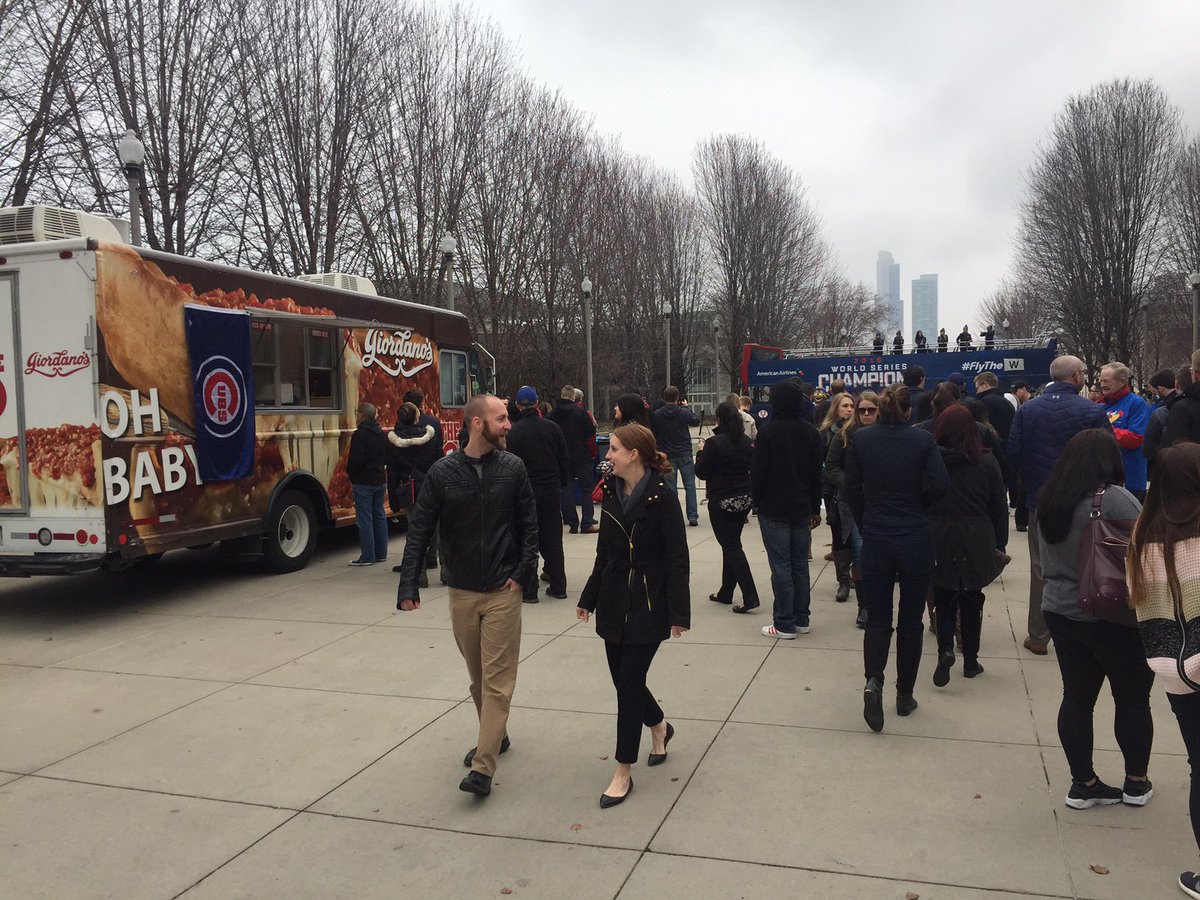 GiordanosPizza's tweet photo. So much fun at the @Cubs #hitformobiletix event! Free Pizza and free Cubs tickets, what else do you need on this cold Chicago afternoon! https://t.co/FqPa5AJIij