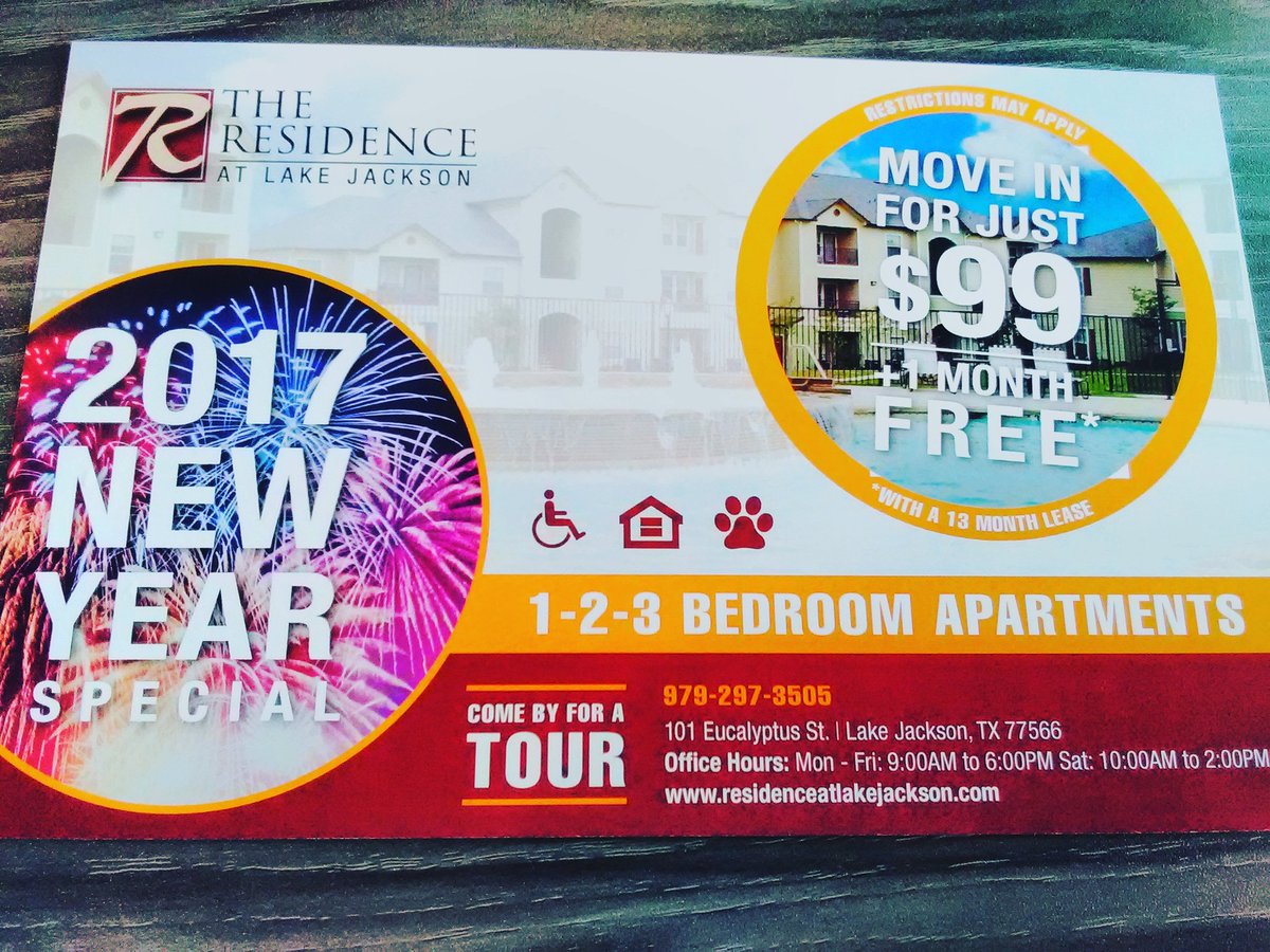 TheResidence's tweet photo. Don't miss out on this awesome deal that we are still having! Quick before the time runs out! #Specials #LimitedTime #CheckItOut #Apartment https://t.co/sY0HS7vQeO