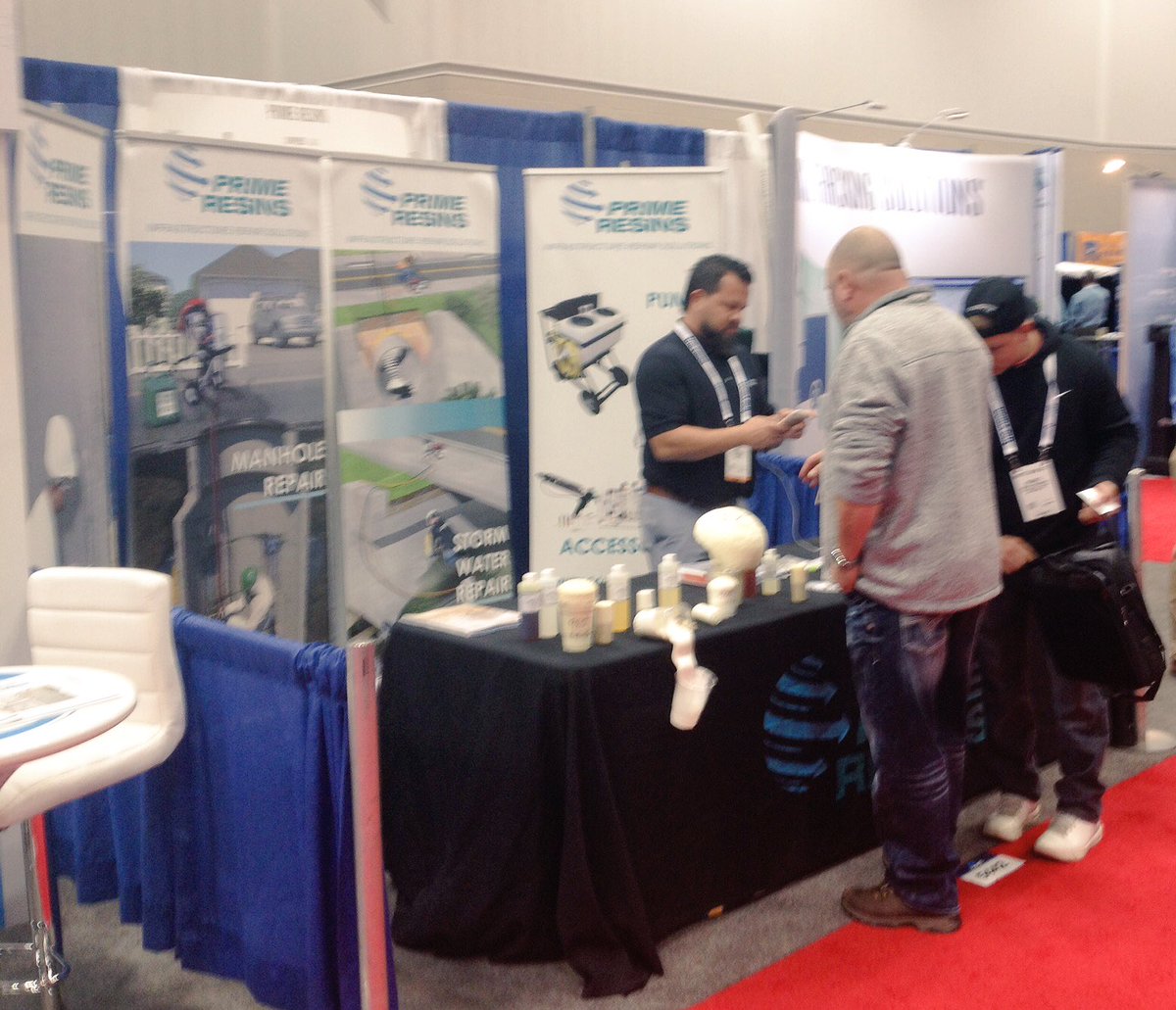 PrimeResins's tweet photo. Casey talking #infrastructure repair in booth 5442 of #WWETT2017 https://t.co/QEatYccYem