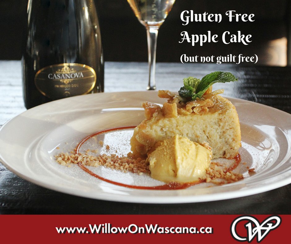 Do you deserve dessert? You do! Here's our apple-awesome Apple Cake. Stop by for a glass of wine &amp; a spoonful of goodness. #YQR #YQReats #GF