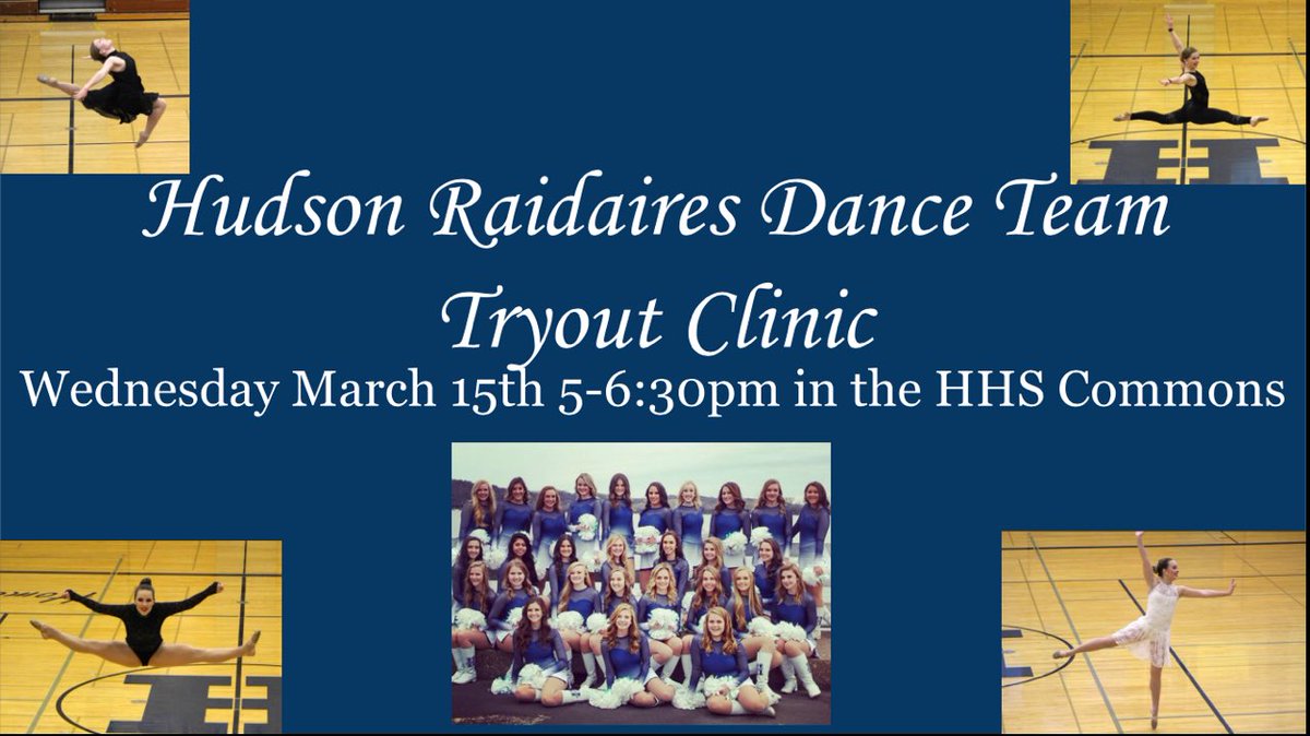 HHSRaidaires's tweet photo. Attention to all dancers trying out for the 2017-2018 team!! The seniors are holding a prep clinic for tryouts, see you there!!💙⭐️😌 https://t.co/gBacTBo58w