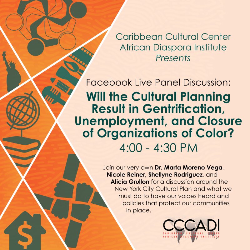 CapicuCulture's tweet photo. RTcccadi: Join us tomorrow from 4pm to 4:30pm for a Facebook Live panel discussion around the NYC Cultural Plan! https://t.co/wNnuObhgSo