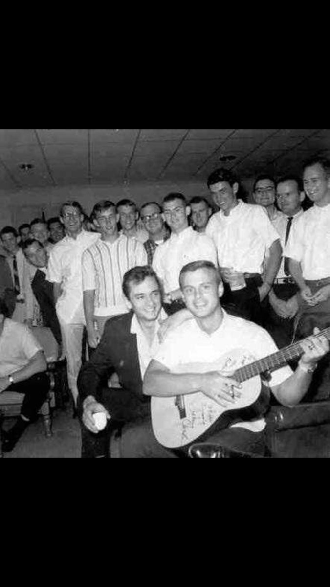 In 1965, a young Johnny Cash visited Gamma Theta Chapter. Seated with him and playing guitar is Rego Rue ’62 #PikeThrowback