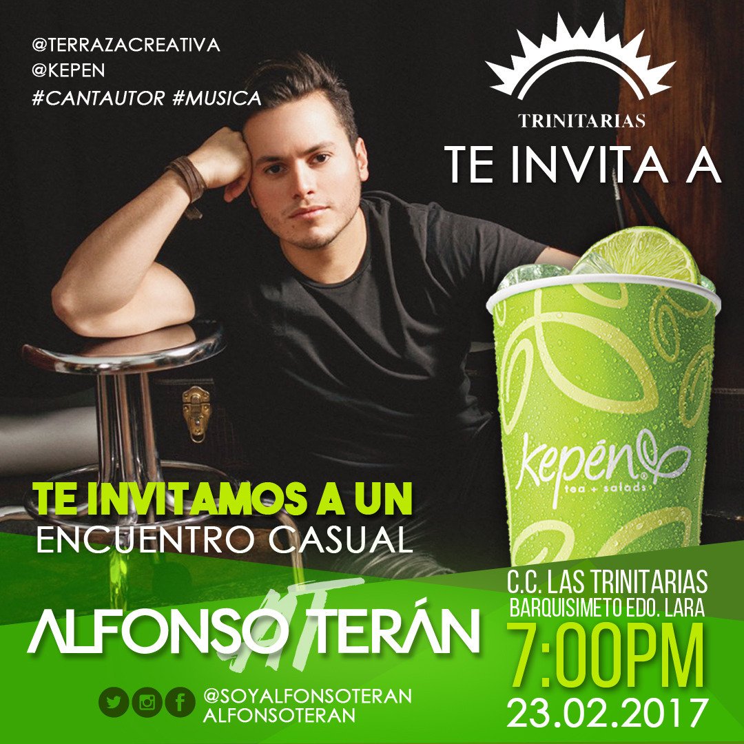 rosisoto's tweet photo. #TiempodeShow HOY @soyalfonsoteran en @Kepen @ccltrinitarias 7pm #EncuentroCasual #Musica #Acustico https://t.co/cT8FJvLEn6