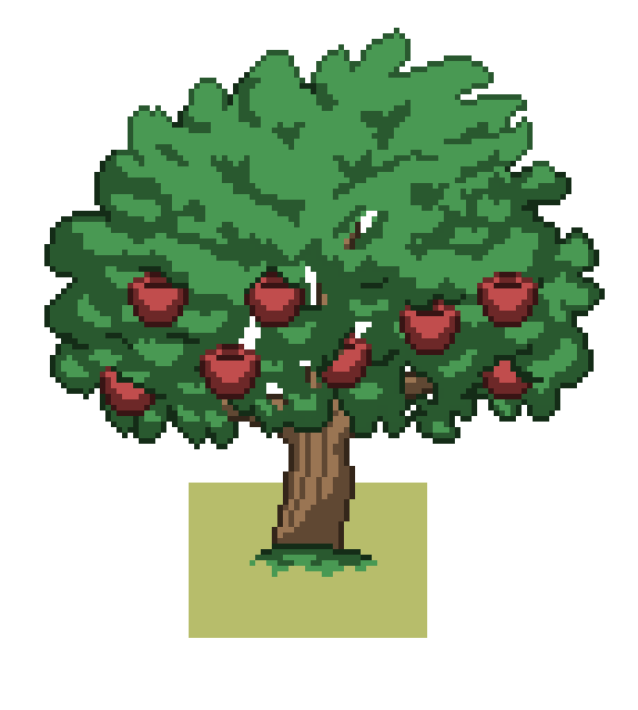 Edudelm's tweet photo. My apple tree concept for "Inventio aut Mortem", game for a college project brought by @bitG_studios #gamedev #indiedev #pixelart https://t.co/DeQo5VGk52