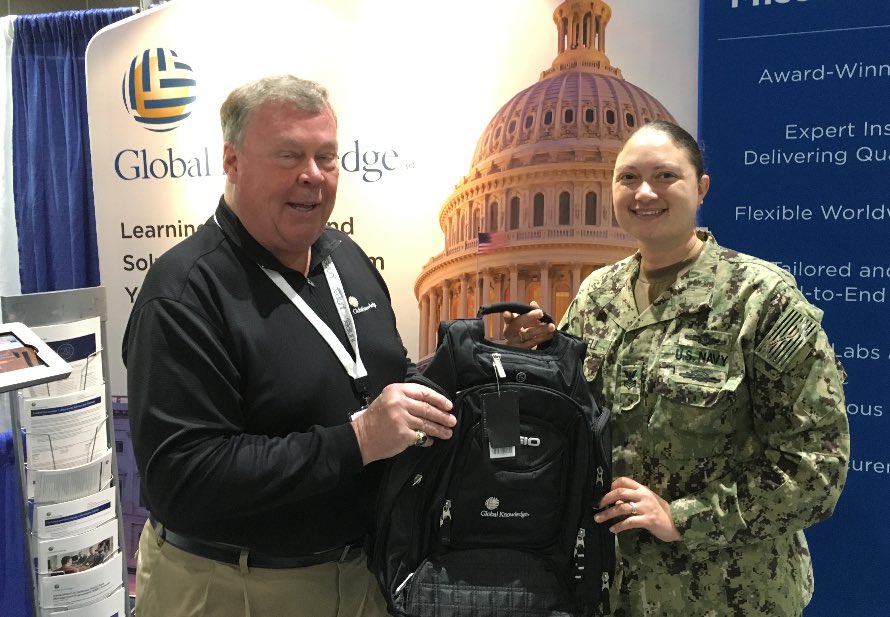 GKonGovt's tweet photo. Congrats to Nicole, lucky winner of our backpack giveaway from Global Knowledge at #West17 in San Diego this week. @AFCEA https://t.co/eDZOPVasei