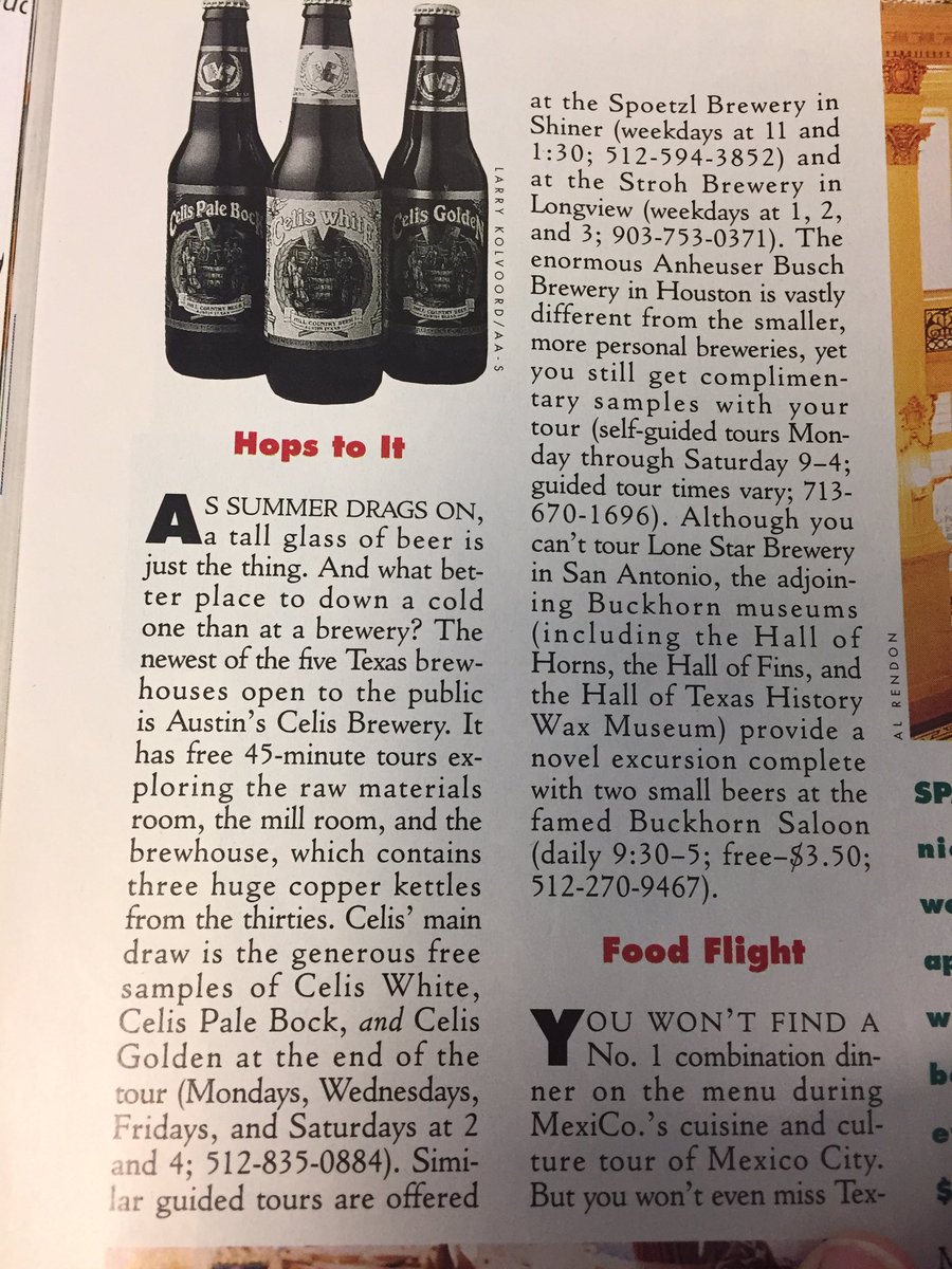 elmachuca's tweet photo. Whilst perusing old @TexasMonthly issues for #garycartwright stories I came across this blurb about @CelisBeers. August 1992. https://t.co/bZ4WZrsN1j