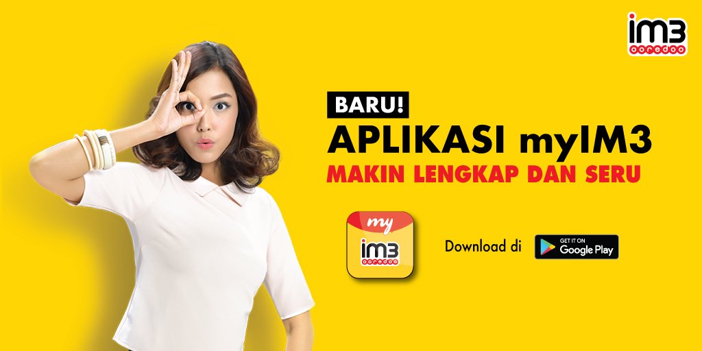 IM3Jabar's tweet photo. BARU! myIM3, aplikasi wajib pengguna Indosat Ooredoo kini hadir dengan fitur lengkap &amp; seru. Update segera #BarayaIM3Ooredoo !! https://t.co/fiek6F0ZFT