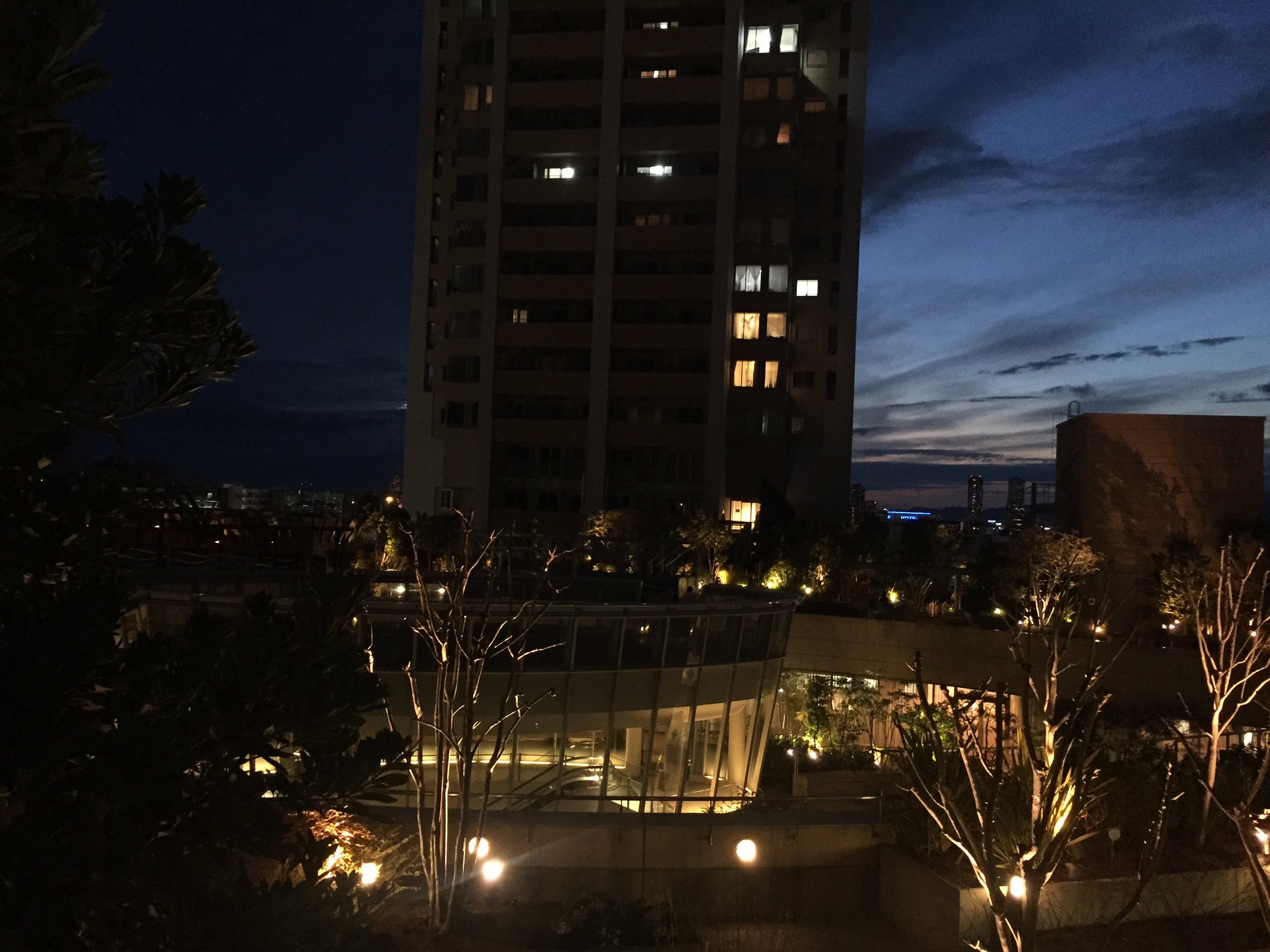 なんばパークス 公式 9階ステップガーデンからの夕暮れ時の景色 イルミネーションは終わりましたが 夜のパークスガーデンも綺麗です T Co Sh1v7tr3tl Twitter