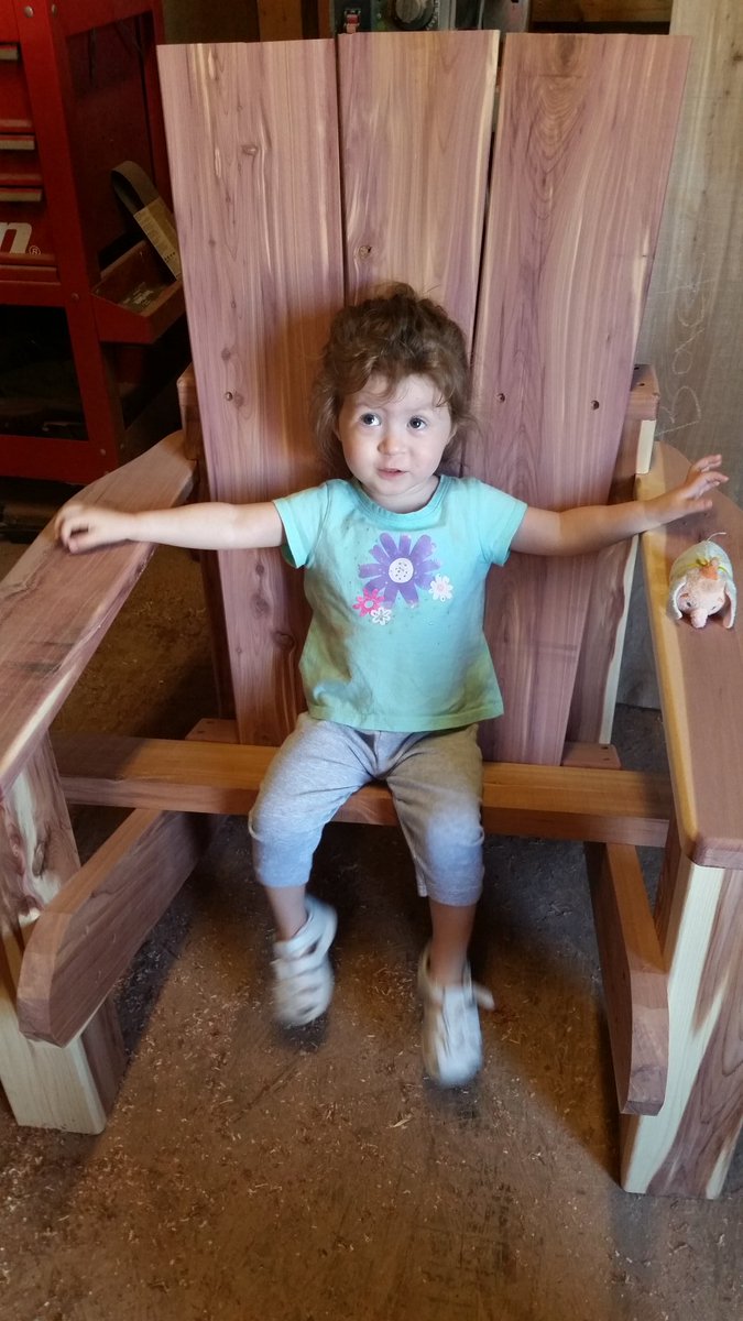 My daughter and her tsum tsum testing adirondack. She just could wait!