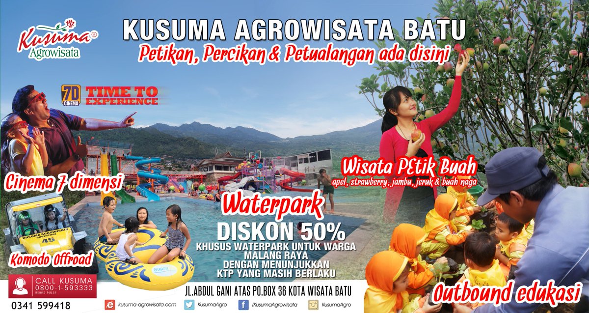 KusumaWaterpark's tweet photo. Selamat Pagi.. 
Nikmati diskon 50% Untuk warga Malang Raya dan Batu. Dengan menunjukkan KTP, berlaku untuk maksimal 5 orang! Grab it fast! https://t.co/fEs5e7EsU7