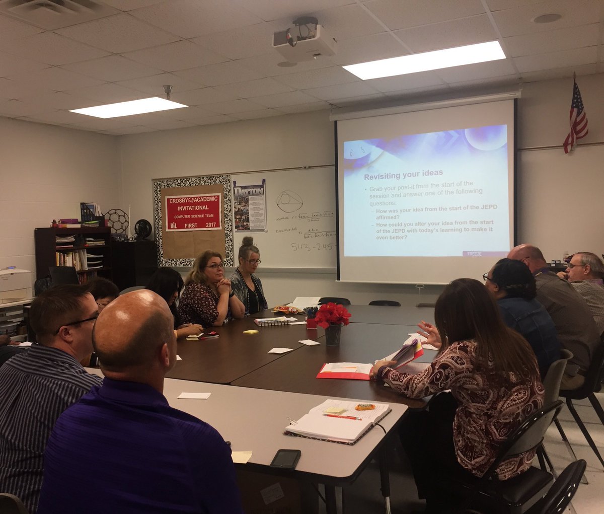 Dayton HS instructional coaches & teachers working on improving learning by refining lesson closure techniques. #DHSBroncoPride #DHSLearning
