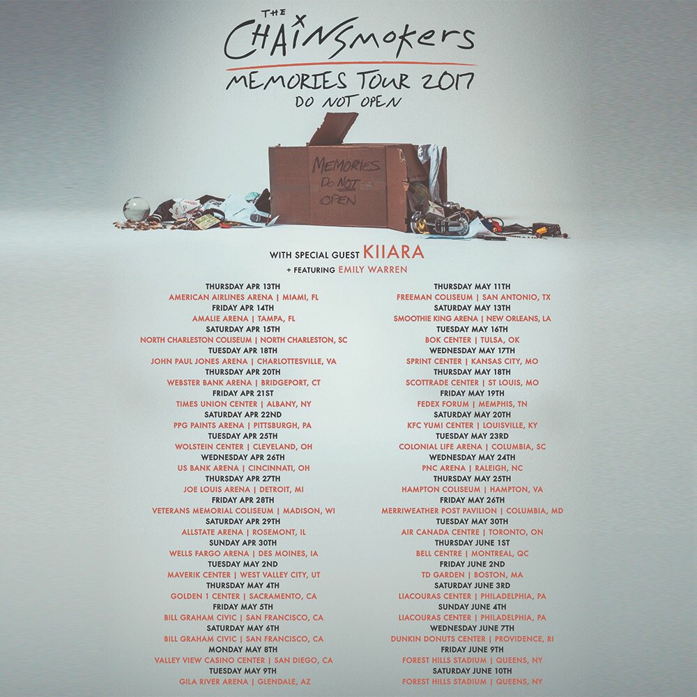 MEMORIES DO NOT OPEN TOUR COMING TO A CITY NEAR YOU... thechainsmokers.com/shows https://t.co/kdYym7kZCm