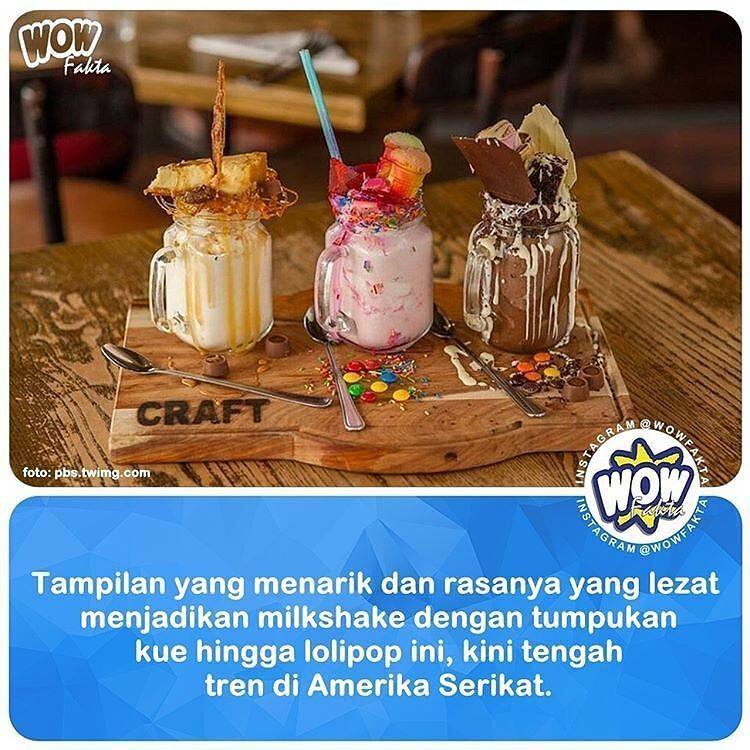 kontenwow's tweet photo. https://t.co/BLx1S9GikZ [#wowfakta] Tahun lalu, sebuah kafe di Australia menciptakan milkshake unik dengan topping … https://t.co/qHECAUCn2a