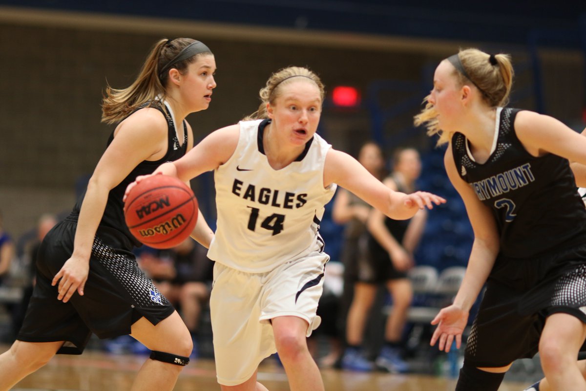 UMWathletics's tweet photo. WWB: Eagles advance to CAC championship game with 56-54 OT win over Marymount. #RiseUpUMW #cacsemis #d3h https://t.co/PiKYtO9ZDd