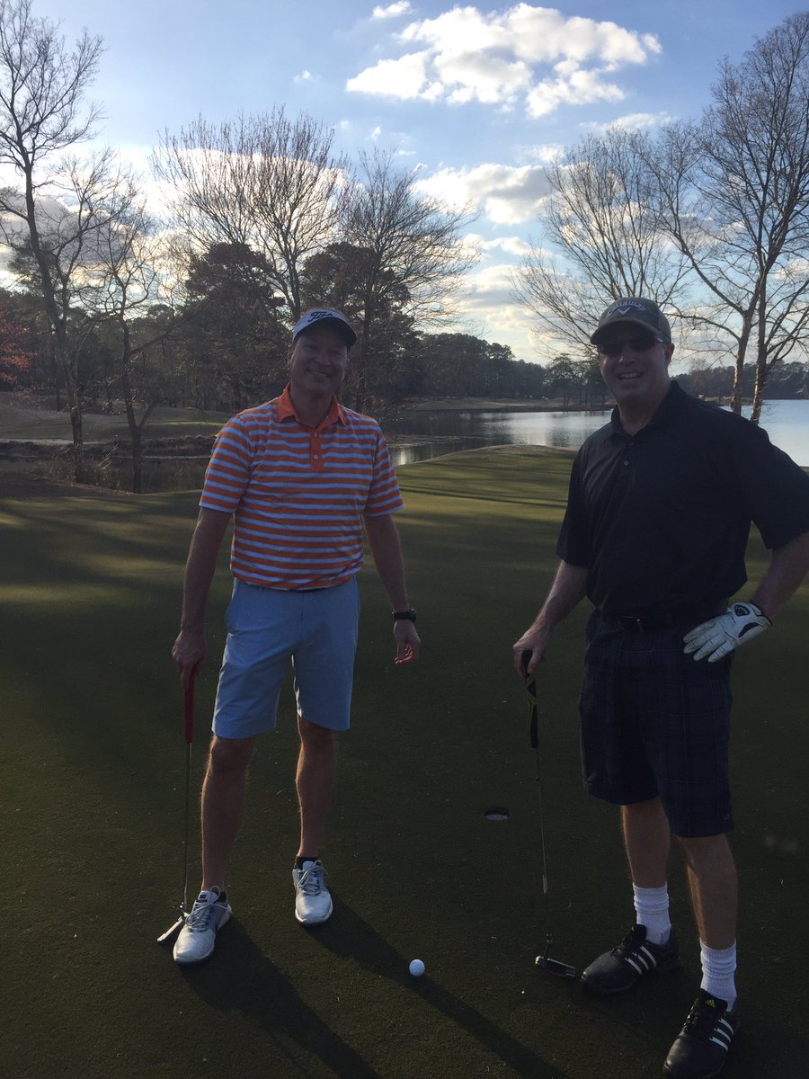 deahearn's tweet photo. @deahearn with PCC director Dave Hadzinsky as he hits eagle on hoe 15 @CobblestoneGolf in late afternoon post work day on @thegreentie Conf. https://t.co/OrbPM5XNXK