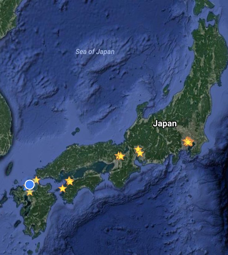 TheKingKogi's tweet photo. Super cool to look at my google map and see all the places around Japan we've visited in just one year! https://t.co/GBZtnSOcPD